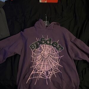 Purple Hoodie with Spider Web Design